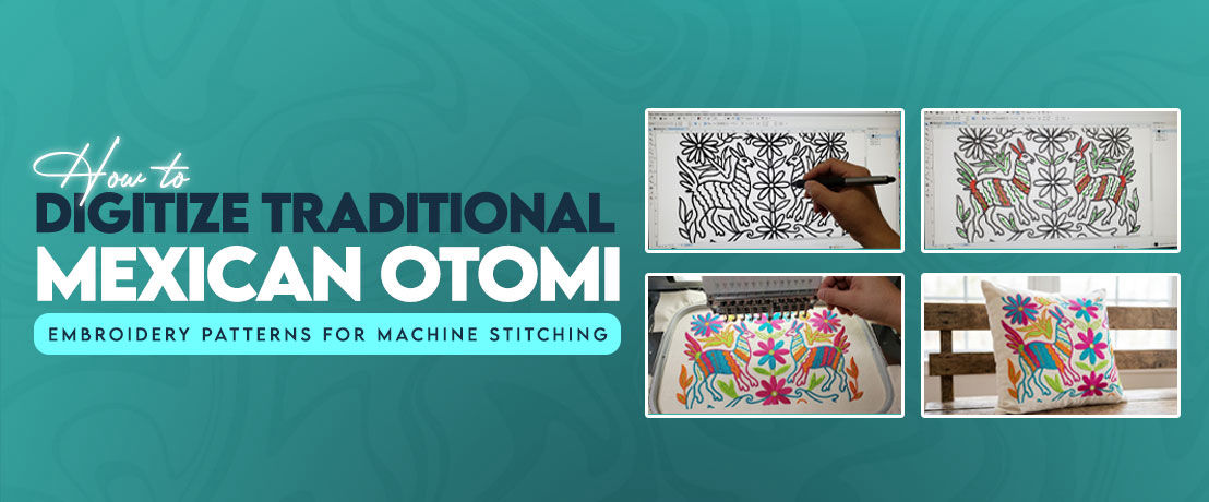 Otomi Vine and Floral Patterns in Digitized Stitching